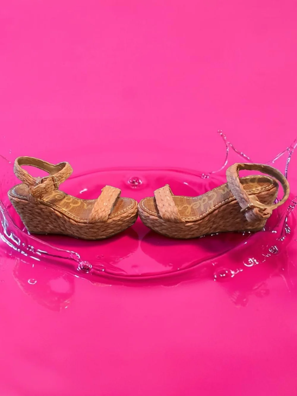 Sam Edelman wedge sandals braided raffia upper & platform Women's Shoes Size 7